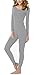 Women's Thermal Underwear Set Top & Bottom Fleece Lined, W1 Grey, Medium