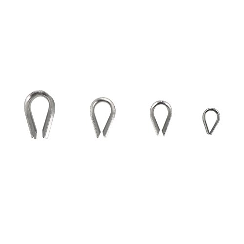 M2 M3 M4 M5 304 Stainless Steel Thimble and 6 Sizes Aluminum Crimping Loop Sleeve Assortment Kit for 1/16" - 3/16" Diameter Wire Rope Cable Thimbles Rigging-215 Pcs