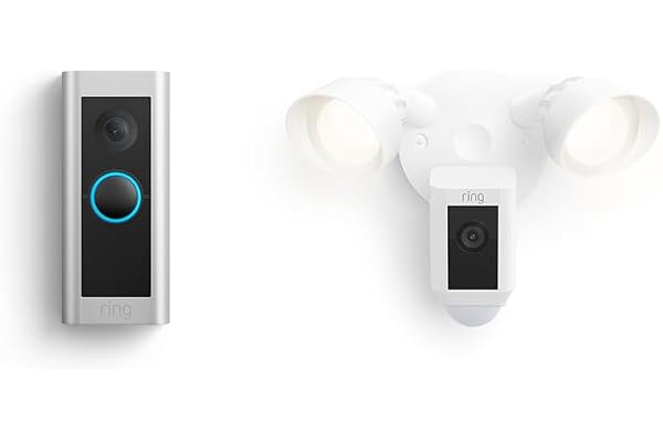 Ring Wired Doorbell Pro (Video Doorbell Pro 2) with Ring Floodlight Cam Wired (White)