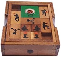 Portable Wooden Klotski Sliding Block Basketball Puzzle Game