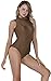 speerise Womens Mock Turtleneck Neck Open Back Sleeveless Leotard Top