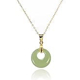 Lucky Genuine Jade Silver Necklace Perfect Gift for Her Gift Wrapped 18-20 Inch Handmade 14K Gold Plated 925 Sterling Silver Dainty Long Thin Elegant Classic Bring Good Fortune Keenove