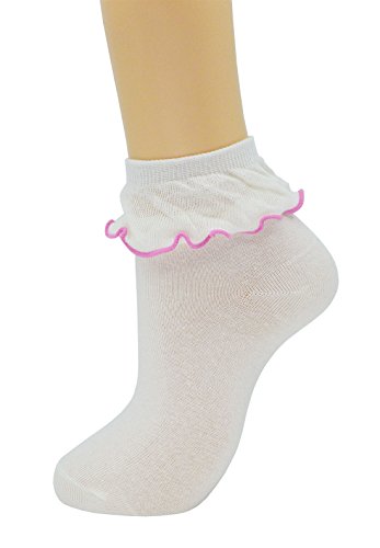 SRYLWomen Ankle Socks Ruffle Turn-Cuff,Lovely double needle solid color edge relent Girl socks