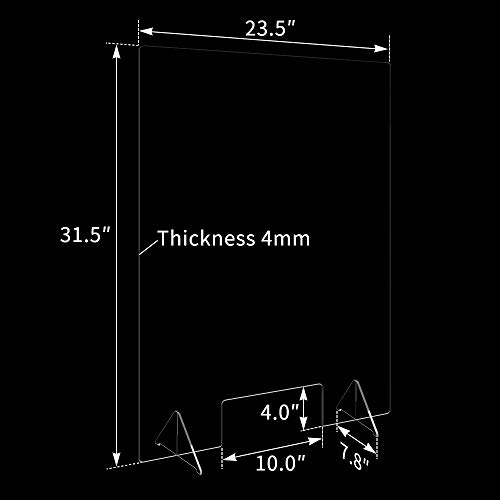23.5" W31.5" H Countertop Desk Sneeze Guard Protective Partition, Plexiglass Shield Barrier