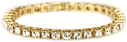 YOLANDE Gold Tennis Bracelet for Women, Yellow Gold Plated 925 STERLING SILVER with 5mm Sparkling White Cubic Zirconia. This Ladies Eternity Bracelet is the Perfect Jewellery Gift for Women.