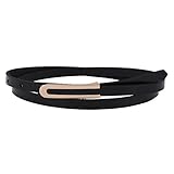 Damara Women's Solid Thin Genuine Leather Skinny Button Dress Waist Belt