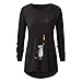 Moilant Women O-Neck T Shirt Cute Cartoon Print Tops Plus Size Casual Blouse Tunic Blackthumb 2