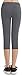 FITTIN Women's Yoga Capri's Leggings w/ Pocket, Black/Grey, Pack of 3 (Large)