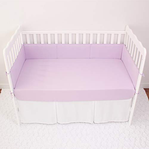 CaSaJa Napping Microfiber Crib Bumper Pads Protector, Soft and Breathable for Baby Boys and Girls, Fits Standard Size Crib and Toddler Beds 28in x 52in, Machine Washable, Lilac Color