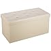 Ollieroo Faux Leather Folding Storage Ottoman Bench Foot Rest Stool Seat Beige 30''X15''X15''
