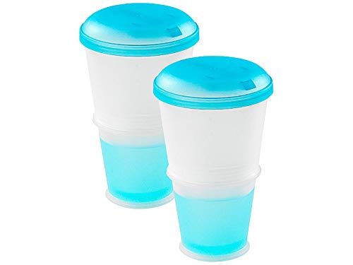 Rosenstein & Söhne Müsli-Lunchbox: 2er-Set Müsli-to-go-Becher mit Milch-Kühlfach & Löffel (Dose zum Mitnehmen, Joghurtbecher mit fach, Kühlung)