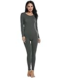 Ekouaer Top & Bottom Woman Comfortable Microfiber Thermal Underwear (Gray, Medium)