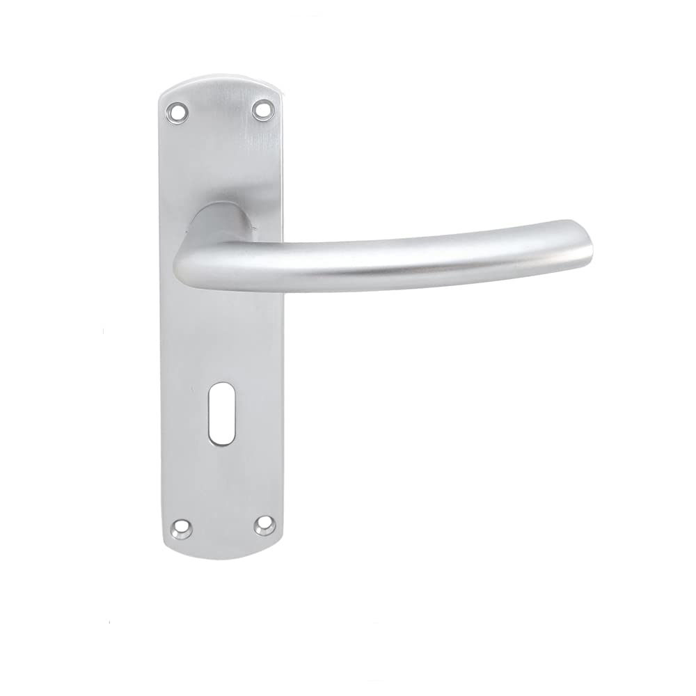 Serozzetta Esk Door Handles on Backplate - Lock (57mm c/c) - Satin Chrome