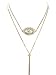 LESLIE BOULES Gold Evil Eye Lariat Necklace for Women 18K Gold Plated Sliding Adjustable Chain Choker Jewelry