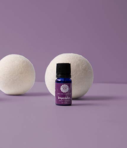 Woolzies Wool Dryer Balls Organic: 6 XL Laundry Balls for Dryer + 10 ml Lavender Essential Oil Combo for use as 100% Pure and Natural Fabric Softener | Best Scented Wool Balls Laundry
