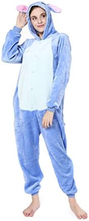 EONDEAR Stitch Onesie Unisex Adult Pajamas Cosplay Costume Animal Onesie Sleepwear Blue L
