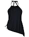 Firpearl Women's Swimsuit Halter High Neck Swimwear Asymmetrical Hem Tankini Top