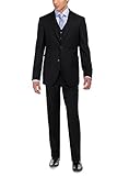 Luciano Natazzi Men's Two Button Bird's Eye 3 Piece Modern Fit Vested Suit