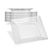 EDGE CLEAR PLASTIC PARTY DISPOSABLE PLATES | 8 Inch Hard Square Wedding Appetizer Plates, 40 Ct | Elegant & Fancy Heavy Duty Hard Party Supplies Salad Plates for Holidays & Occasions