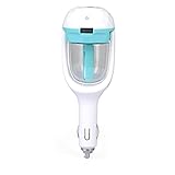 [4 in 1] Car Air Humidifier with USB Changer Port, Aromatherapy Essential Oil Aroma Diffuser, Air Purify, Car charger, Portable Mini Ultrasonic Air Fresher(Blue)