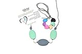 QBebe Silicone Teething Necklace for Babies - 100%BPA Free (Mint+Smoke+Snow)