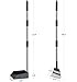 Niubya Poop Scooper for Dogs, Tray and Rake Set with Adjustable Long Handle Metal for Pet Waste Removal, 2 Pack, Black