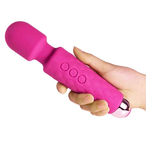 Wand Massager Handheld Massager Electric Massager Personal Body Massager Cordless USB Rechargeable Pain Relief with 10 Powerful Speeds 20 Wave Pulsations (Pink)