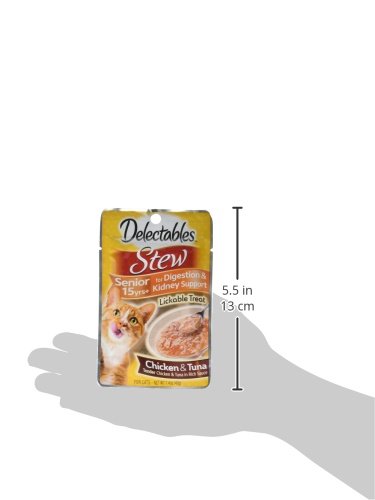 “HARTZ DELECTABLES STEW SENIOR LICKABLE WET CAT TREATS, CHICKEN & TUNA 1.4 OUNCE (PACK OF 12)”