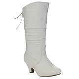 Beston CA58 Children Girl's Mid Heel Lace Up Slouched Knee High Boots