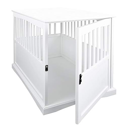Casual Home Wooden Large Pet Crate, End Table, White 36.50" x 24.00" x