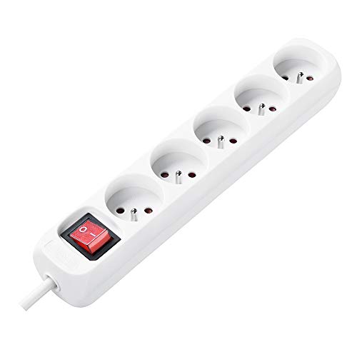 Amazon Basics Rallonge multi-prises 5 prises - 2 m - Avec interrupteur