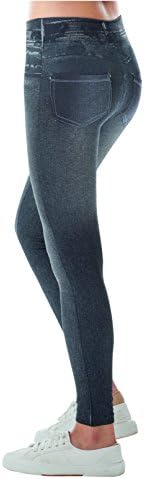 Comfortisse Women's Jean Jeggings Denim Look Tights Spandex Leggings Large/Extra Large, Black
