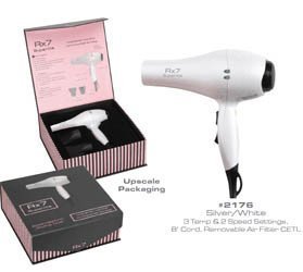 Click Here to See More Images RX7 Superlite Advanced Ionic Tourmaline Hairdryer, Silver / White Lines, 32 Ounce by RX7 Superlite