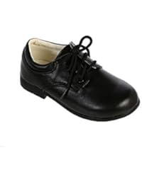 Boys Leatherette Derby Oxford Dress Shoes - Matte Round Toe - BK 9T