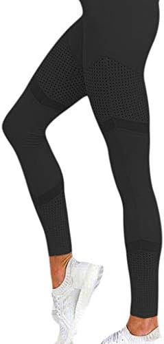 iDWZA 2019 New Women Solid High Waist Workout Yoga Pants Mesh Breathable Leather Leggings (Black, M)