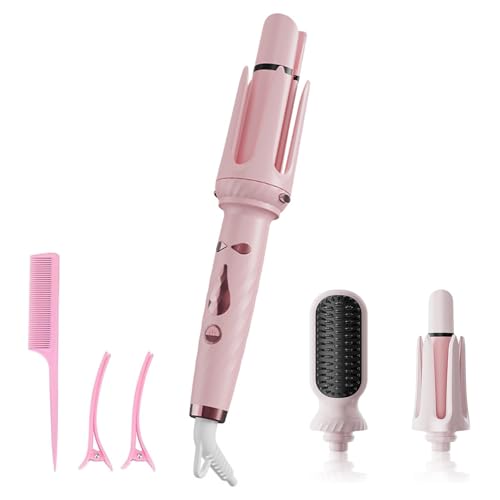 Automatic Hair Curler 3 in 1 Pink – Ceramic Coating Ice, Fast Heating 30s, 5 Temperatures (160°C-200°C), 40min Auto Off, Sound Alert, Pink