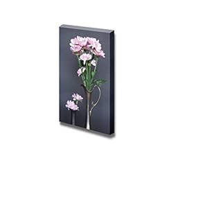 Canvas Prints Wall Art - Two Ancient Vases with Nice Pink Flowers on Dark Background | Modern Wall Decor/Home Decoration Stretched Gallery Canvas Wrap Giclee Print. Ready to Hang - 18" x 12"