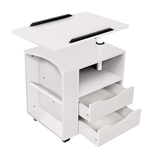 Emall Life Functional Swivel Bedside Table Adjustable Wooden Nightstand