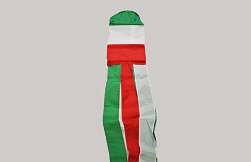 Flagtex Italian Flag Windsock 150cm Weather Resistant Polyester Garden Windsock Italy Tricolore Design Outdoor Decoration Wind Indicator Patio Garden 60 inch Wind Direction Windsock