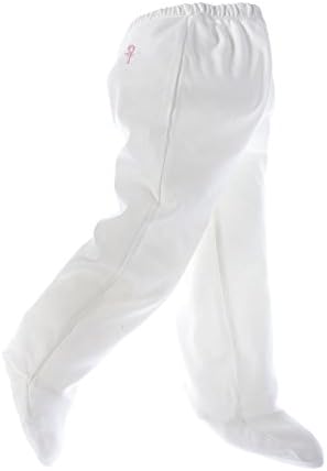 little pharo 100% Extra-Long Staple Egyptian Cotton Footed Leggings (ivory with pink logo, size 12-18 months)