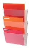 Deflecto 63601 Unbreakable docupocket expandable three-pocket wall file set, letter, clear