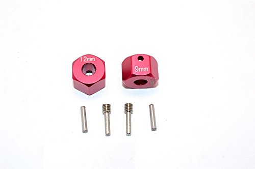 Axial SCX10 II Upgrade Parts (AX90046) Aluminum Wheel Hex Adapters 12mm X 9mm - 2Pcs Set Red