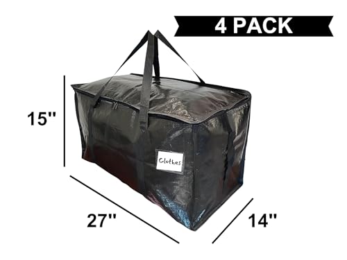 TERRIFI 4 Heavy Duty Extra Large Moving Bags, Stronger Handles, Durable Storage Packing Bags, Perfect for Transport, Ideal for Organizing and Packing