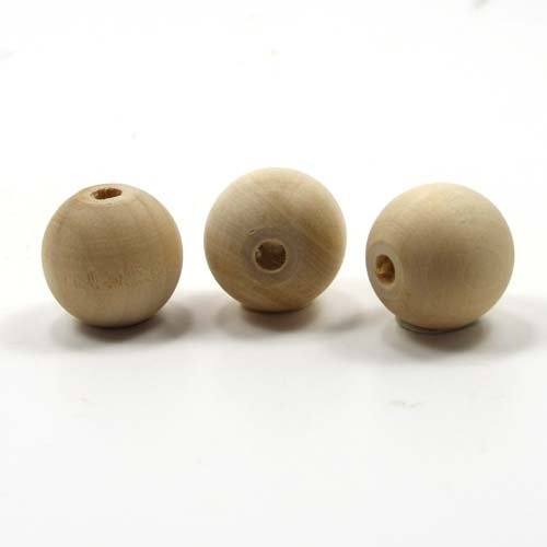 Mylittlewoodshop Pkg of 25 - Bead Round - 1 inch in diameter with 7/32 hole unfinished wood (WW-BE1090-26)