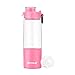 BOTTLED JOY Protein Shaker Bottle with 2-Layer Twist and Lock Storage, Tritan Lady Sports Protein Mix Shaker Water Bottle 480ml 16oz 16Ounce (Pink)