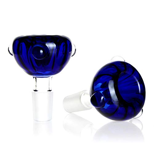 Tuksik 2 Pack Glass Herb Holder Bowl Blue Glass Holder 14mm (Blue)