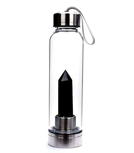 Natural Black Obsidian Crystal Water Bottle