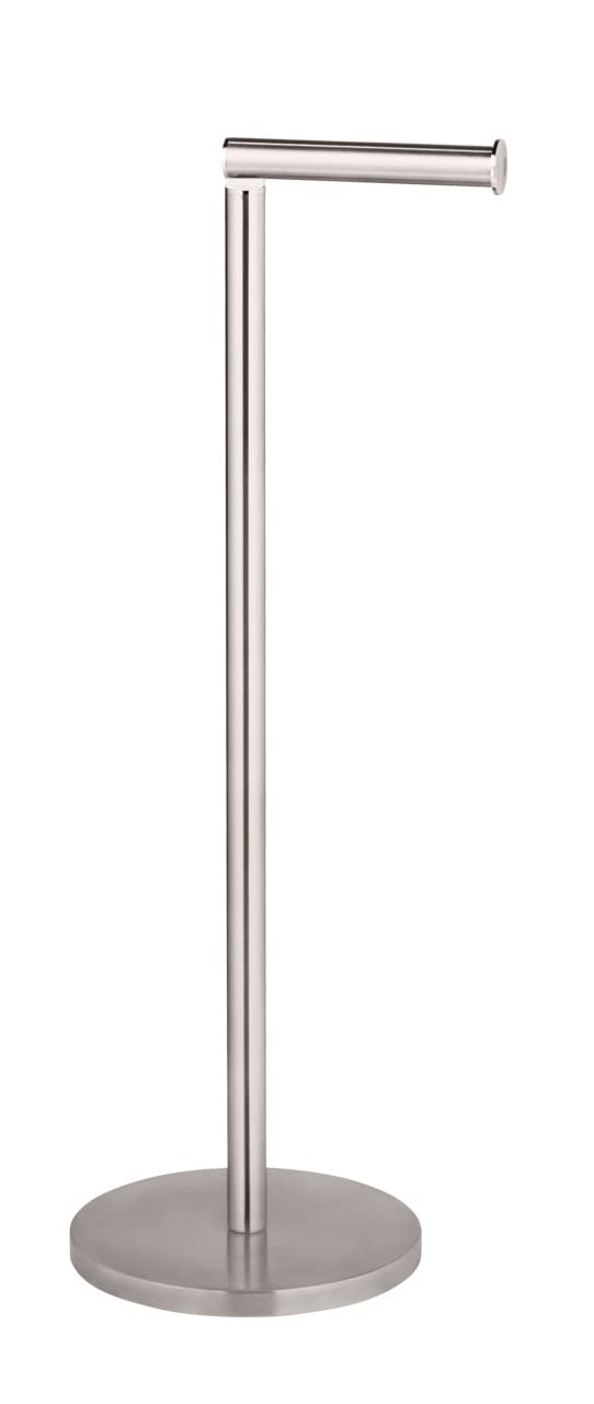 WENKO 22985100 Freestanding toilet roll holder 2in1 matt - Toilet brush holder and spare roll holder in one, space-saving, Stainless steel, 21 x 55 x 17 cm, Matt