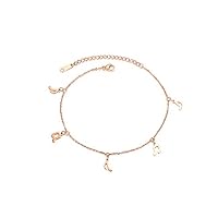 haleysmall Heart Shape Love Letter Rose Gold Color Anklet Stainless Steel Jewelry Foot Chain Jewelry,Light Yellow Gold Color