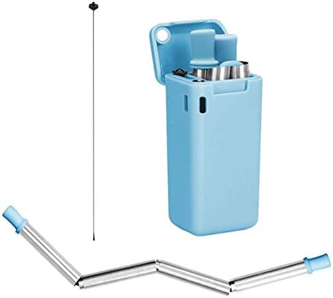 Collapsible Straw, Reusable Drinking Straws, Food Grade Stainless Steel Straw, Portable and Easy to Clean (Blue)